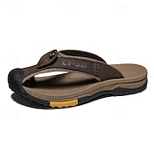 billige Utendørs sandaler-brune utendørs flipflops for menn med slitesterk såle – komfortable og lette sandaler for fotturer, strand og fritidsklær
