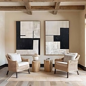 abordables Peintures Abstraites-peinture à l&#039;huile minimaliste beige et noire art mural fait main peinture texturée beige art mural wabi-sabi peinture minimaliste beige peinture neutre pour la décoration du salon