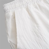 baratos Clássico-Homens Corredor Calças de linho Calças Calça verão Com Cordão Cintura elástica Tecido Conforto Respirável Diário Praia Moda Roupa de rua ダークカーキ Preto Micro-Elástica