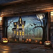 halpa Halloween koristelu-halloween oven koristeet ulkona halloween autotallin oven kansi kurpitsa noita banneri pelottava linna suuri taustakoristeet lomalle ulkoautotallin ovi kodin seinäkoristeet