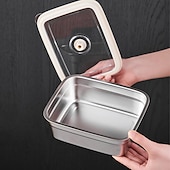 Недорогие Хранение на кухне-Вакуумный контейнер для пищевых продуктов, герметичный ящик для хранения пищевых продуктов sus304, ланч-бокс для фруктов, безопасный для холодильника, герметичный контейнер для еды (прямоугольный)