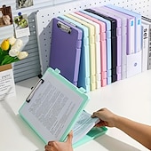 お買い得  事務用品-大容量のA4ファイルフォルダー収納ボックス、プレートクリップ付き、テスト用紙情報ブック、学生向け科目分類