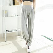levne jogger a tepláky-Dámské Kalhoty na jógu Světlice Kapsy Elastický pas Vysoký pas Jóga Cvičení v tělocvičně Pilates Kalhoty Bombarďáky Černá Světle šedá Fialová Hlavní město Sportovní Sportovní oděvy Elastické Volný