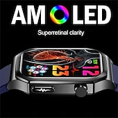Χαμηλού Κόστους Smartwatch-et280 έξυπνο ρολόι 2.04 amoled μεγάλη οθόνη bluetooth κλήση ΗΚΓ ανίχνευση καρδιακού παλμού παρακολούθηση υγείας sos αθλητικό smartwatch