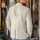 preiswerte Herren Elite Oberbekleidung-Herren Leinenblazer Blazer Geschäft Formeller Abend Hochzeitsfeier Ohne Futter Mode Lässig Frühling &amp; Sommer 100% Leinen Leinen Einfarbig Tasche Lässig / Alltäglich Einreihig Blazer Dunkelgrau