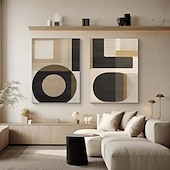 voordelige Schilderijen van landschappen-grote handgemaakte wandkunst schilderij wabi-sabi wandkunst bruin modern abstract schilderij op canvas minimalistische kunst zwart en beige kunst woonkamer decor