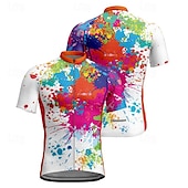 preiswerte Radtrikot Herren-Herren Radtrikot Graffiti Kurzarm Fahhrad T-Shirt Trikot mit 3 Gesäßtaschen Mountainbike MTB Schnelltrocknend Anatomisches Design Feuchtigkeitsableitend Atmungsaktiv Sport Weiß Gelb Blau Bekleidung