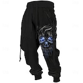 economico Pantaloni della tuta-Per uomo Pop art Teschi Pantaloni della tuta Jogging Vita normale Informale Esterno Stampa 3D Autunno inverno Nero