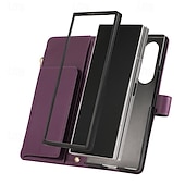 Недорогие Чехлы для Samsung-телефон Кейс для Назначение SSamsung Galaxy Z-сгиб 6 Z Fold 5 Z Fold 4 Z Fold 3 Кошелек для карт со стендом Магнитный Молния Ретро ТПУ Кожа PU