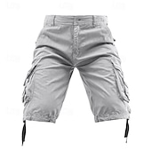 baratos Clássico-Homens Shorts táticos Capri Cargo Shorts Bermuda Cargo Calção Shorts de Trilha Botões Bolso multi Tecido Vestível Comprimento da panturrilha Ao ar livre Diário Acampar e Caminhar Moda Clássico Preto