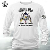 economico Magliette grafiche da uomo-Bandiera americana degli Stati Uniti Aquila stampa di lettere Erica grigia Bianco Vino maglietta Per uomo Grafico 100% cotone Camicia Classico Informale Camicia Manica lunga Maglietta comoda