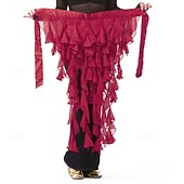 abordables Ropa de danza del vientre-Bufanda de danza del vientre para mujer, falda con cinturón, cinturón de baile latino, falda ondulada con borlas para rendimiento