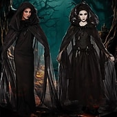 billiga Onda Häxor-häxa Djävul Ghost Bride halloween Cosplay-kostym Festklädsel Maskerad Valborgsmässoafton Kläder Cosplay Vuxna Dam Maskerad Mardi Gras Prestanda Fest Halloween Enkla Halloween kostymer Klä ut