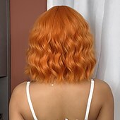 voordelige Synthetische trendy pruiken-Synthetische pruiken Uniformen carrière Kostuums Prinses Gekruld Golvend Middelste stuk Gelaagd kapsel Machinegemaakt Pruik 30.5 cm Oranje Synthetisch haar Dames Cosplay Feest Modieus Oranje