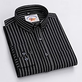 billiga Button Down-skjortor för män-Herr Skjorta Knapp upp skjorta Rand Bröllop Fest Svart Rosa Blå Ljus Himmelsblå Långärmad Kavajslag Vår &amp; Höst Kläder Framficka