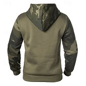 abordables sudaderas basicas hombre-Hombre Sudadera Negro Verde Ejército Caqui Con Capucha Bloque de color Color Camuflaje Retazos Bolsillo Deporte Diario Festivos Ropa de calle Básico Casual Primavera &amp; Otoño Ropa Sudaderas con capucha