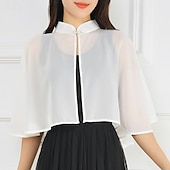 billige Sjal-Sjal til kvinner Elegant Luksus Ermeløs Chiffon Bryllup Wrap Med Ren Farge Til Bryllup Sommer