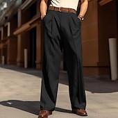 voordelige Loszittend-Voor heren Pakken Broek Wijde broek Vrijetijdsbroek Geplooide broek Breed Been Voorvak Recht been Effen Comfort Ademend Bruiloft liiketoiminta Strand Modieus Basic Ruim Passend Zwart Wit