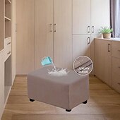 abordables Housse de pouf-Housse de pouf en velours rectangulaire, housse de rangement pour pouf, housse de repose-pieds épaisse et extensible avec bande élastique
