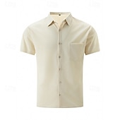 economico camicia da uomo con bottoni-Per uomo Camicia Completo di camicia Camicia estiva Camicia con bottoni Maglietta informale Camicia da spiaggia Nero Bianco Blu Kaki Grigio Manica corta Liscio Collo ripiegabile Hawaiano Per eventi 2