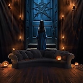 tanie Dekoracja Halloween-dekoracje halloween dziewczyna duch wiszący gobelin sztuka ścienna duży gobelin dekoracja ścienna tło zdjęcia koc zasłona dom sypialnia salon