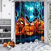 cheap Halloween Shower Curtains-Halloween Shower Curtain with Hooks for Bathroom Shower Curtain  Bathroom Decor Set Polyester Waterproof 12 Pack Plastic Hooks Skull Heads