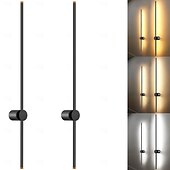 billiga Vägglampor för inomhusbelysning-led inomhusvägglampor 3-färgs ljuskälla 97cm 1st/2st 8w ip20 lång list modern nordisk rotationsvägglampa med linjärt rör för sovrumstrappa hall bakgrundsbelysning 110-240v