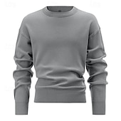 cheap Men&#039;s Pullover Sweater-Men&#039;s Pullover Sweater Jumper Knit Sweater Ribbed Knit Regular Knitted Plain Crew Neck Fashion Basic Daily Wear Date Clothing Apparel Fall &amp; Winter Black White M L XL