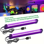 billiga USB Strip-lampor-2st usb uv led blacklight bar 28cm hög intensitet - 385-400nm ultraviolett ljuseffekt för halloween club party disco scenbelysning - lågspänning 5v med på/av-brytare, icke vattentät