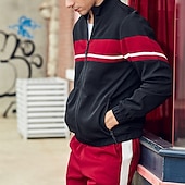 رخيصةأون بذلات رياضية أساسية-رجالي بدلة رياضية بذلة رياضة سويت شيرت بسحاب كامل أسود أخضر كاكي رقبة طوقية مرتفعة ألوان متناوبة بقع قطعتين الرياضة &amp; في الخارج مناسب للبس اليومي مناسب للعطلات أناقة الشارع أساسي كاجوال ربيع &amp; الصيف