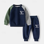 billiga Kläder för pojkar-Pojkar 3D Tecknat Dinosaurie Sportdräkt Träningsoveraller Sweatshirt set Långärmad Vår Höst Dagligen Ledigt Komfort Barn 4-7 år Rund hals Utomhus Semester Sport Skräddarsydd passform