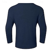 economico magliette di base-Per uomo Maglietta Maglietta a Maglia Camicia a Maniche Lunghe Manica Lunga Scollo a V Primavera &amp; Autunno Semplice Moda Designer Essenziale Lavoro a maglia Vacanza Streetwear Uscire Nero Blu marino