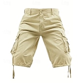 baratos Clássico-Homens Shorts táticos Capri Cargo Shorts Bermuda Cargo Calção Shorts de Trilha Botões Bolso multi Tecido Vestível Comprimento da panturrilha Ao ar livre Diário Acampar e Caminhar Moda Clássico Preto
