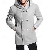 abordables Gabardina para hombre-Hombre Peacoat Gabardina Vacaciones Diario Otoño invierno Elastán Suave Ropa de calle Ropa Moda Clásico Plano Bolsillo Con Capucha Botonadura Doble