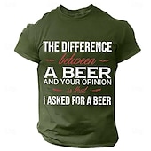 ieftine Tricou grafic pentru bărbați-Bărbați Imprimat cu litere Amuzant Bere Tricou Tee Top Bumbac Manșon scurt Grafic Cămaşă Negru Verde Militar Albastru Închis Tricou confortabil Stradă Sport exterior Îmbrăcăminte de designer de modă