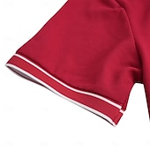 preiswerte Klassisches Poloshirt für Herren-Herren Baumwoll-Poloshirt Golfshirt Arbeit Geschäft Gerippter Polokragen Klassisch Kurzarm Basic Modern Einfarbig Patchwork Knöpfe Frühling &amp; Sommer Normale Passform Dunkelgrau Schwarz Burgunderrot