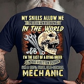 preiswerte Herren -Grafik -T -Shirt-Herren Mechanische Teile Buchstabendruck T Shirt T-Shirt 100% Baumwolle Kurzarm Grafik Hemd Schwarz Dunkelblau Leicht Blau Bequemes T-Shirt Straße Sport im Freien Modedesigner-Kleidung