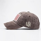 お買い得  メンズ ベースボールキャップ-男性用 ベースボールキャップ 日よけ帽 トラッカーハット ブラック イエロー コットン 刺繍 ファッション カジュアル ストリート 日常 アメリカの米国旗 調整可能 サンスクリーン 高通気性