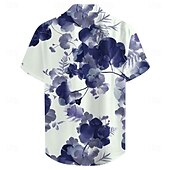 tanie Wzór roślinny-Męskie Kwiaty Wzór tie-dye Koszula Zapinana na guziki koszula Krótki rękaw Zabytkowe Codzienny Urlop Codzienny Lato Wieczorne Zapiąć Druk 3D Niebieski