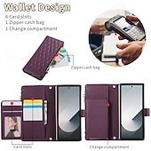 Недорогие Чехлы для Samsung-телефон Кейс для Назначение SSamsung Galaxy Z-сгиб 6 Z Fold 5 Z Fold 4 Z Fold 3 Кошелек для карт со стендом Магнитный Молния Ретро ТПУ Кожа PU