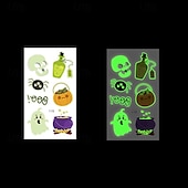 abordables Halloween 2024-Autocollants de tatouage lumineux en toile d&#039;araignée d&#039;halloween, 10 pièces, autocollants de visage de fête de festival lumineux de dessin animé