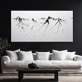 preiswerte Landschaftsgemälde-3D-Ölgemälde mit Bergmotiv, handgemalt, dickes Strukturölgemälde, beige-weißes Gemälde auf Leinwand, abstraktes strukturiertes Ölgemälde für Wandkunst, Gemälde für Wohnzimmer