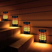 economico Applique per esterni-1 pz luci a fiamma solare per esterni, luci da parete a fiamma tremolante impermeabili con sensore scuro accensione/spegnimento automatico 66 luci notturne a energia solare a LED design a reticolo per