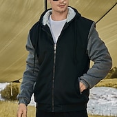 Недорогие мужские базовые толстовки-Муж. Толстовка с капюшоном на молнии Балахон на молнии Флисовая жилетка Черный Синий Светло-серый Темно-серый Капюшон Контрастных цветов Застегнуться Пэчворк Карман