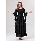 levne Šaty-Retro Středověké Renesanční Šaty Šaty inspirované Regency Ren Faire Viking Elfí Dámské Keltské Fantazie Plesová maškaráda Večírek Dospělí Šaty