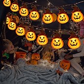 billige Halloween utendørs-solenergi halloween gresskar string lys lyser opp gresskar jack o lanterne 5m 20leds 7m 30leds 8 moduser husholdning vanntett for halloween hage hage hage plen balkong dekorasjon