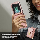 ieftine Carcasă Samsung-telefon Maska Pentru Samsung Galaxy Z Flip 7 Z Flip 6 Z Flip 5 Z Flip 4 Z Flip 3 Capac Spate Fermoar cu Lanyard Loc pentru card Retro TPU PU piele