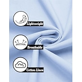 abordables Calle-Hombre Camisa camisa de lino Camisa de manga corta Camisa de verano Ropa de playa Plano Casual Diario Negro Caqui Azul claro Manga Larga Cuello Primavera verano Ropa