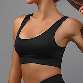 voordelige Sport bh&#039;s-Dames Lichte ondersteuning Sport bh&#039;s Running BH Open achterkant Verwijderbare vulling Goede top Gewatteerd Fitness Recreatiesport Hardlopen Ademend Lichtgewicht Zacht Zwart Rood Marine Blauw Effen