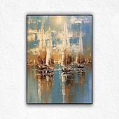 preiswerte Stillleben-Gemälde-Boot Sonnenuntergang abstrakte Gemälde handgefertigte Leinwand Kunst Boot Gemälde 100 % handgemachte strukturierte Meer Malerei Acryl abstrakte Ölgemälde Wand Dekor Gemälde für Wohnzimmer Büro